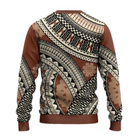 Bula Fiji Classic Masi Tapa Ugly Christmas Sweater Vintage Brown - Polynesian Pride