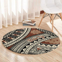 Bula Fiji Classic Masi Tapa Round Carpet Vintage Brown - Polynesian Pride