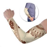 Bula Fiji Classic Masi Tapa Arm Sleeves Vintage Beige - Polynesian Pride