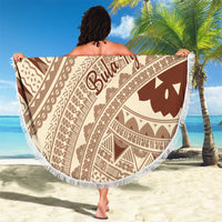Bula Fiji Classic Masi Tapa Beach Blanket Vintage Beige - Polynesian Pride