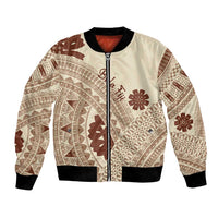 Bula Fiji Classic Masi Tapa Bomber Jacket Vintage Beige - Polynesian Pride