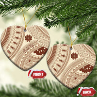 Bula Fiji Classic Masi Tapa Ceramic Ornament Vintage Beige - Polynesian Pride