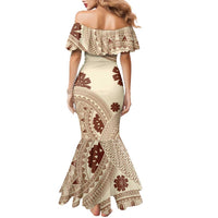 Bula Fiji Classic Masi Tapa Family Matching Mermaid Dress and Hawaiian Shirt Vintage Beige - Polynesian Pride