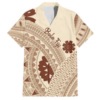 Bula Fiji Classic Masi Tapa Family Matching Puletasi and Hawaiian Shirt Vintage Beige LT7 Dad's Shirt - Short Sleeve Beige - Polynesian Pride