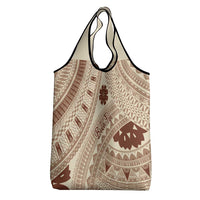 Bula Fiji Classic Masi Tapa Grocery Bag Vintage Beige - Polynesian Pride