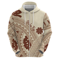 Bula Fiji Classic Masi Tapa Hoodie Vintage Beige - Polynesian Pride