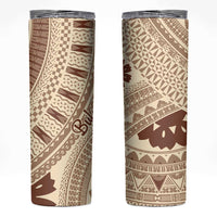 Bula Fiji Classic Masi Tapa Skinny Tumbler Vintage Beige - Polynesian Pride