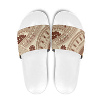 Bula Fiji Classic Masi Tapa Slide Sandals Vintage Beige - Polynesian Pride