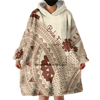 Bula Fiji Classic Masi Tapa Wearable Blanket Hoodie Vintage Beige - Polynesian Pride