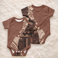 Bula Fiji Baby Onesie Tribal Masi Tapa - Brown
