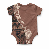 Bula Fiji Baby Onesie Tribal Masi Tapa - Brown