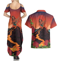 Hawaii Kilauea Volcano Couples Matching Summer Maxi Dress and Hawaiian Shirt Pele Goddess