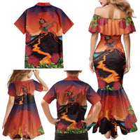 Hawaii Kilauea Volcano Family Matching Mermaid Dress and Hawaiian Shirt Pele Goddess