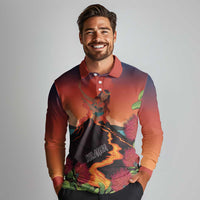 Hawaii Kilauea Volcano Long Sleeve Polo Shirt Pele Goddess LT7 - Polynesian Pride