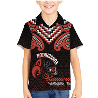 Maori Waitangi Family Matching Mermaid Dress and Hawaiian Shirt Kotahitanga Poutama Mix Whakairo LT7 Son's Shirt Black - Polynesian Pride