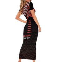 Maori Waitangi Family Matching Short Sleeve Bodycon Dress and Hawaiian Shirt Kotahitanga Poutama Mix Whakairo LT7 - Polynesian Pride
