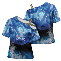 NZ Maori Matariki Scenery Cross Shoulder Shirt Galaxy Sky