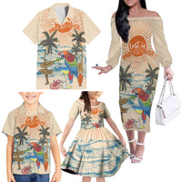 Personalized Christmas In July - Hawaii Retro Family Matching Off The Shoulder Long Sleeve Dress and Hawaiian Shirt Lost In Parrot-dise LT7 - Polynesian Pride