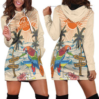 Personalized Christmas In July - Hawaii Retro Hoodie Dress Lost In Parrot-dise
