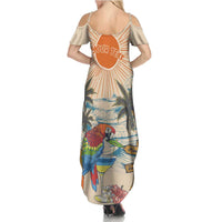 Personalized Christmas In July - Hawaii Retro Summer Maxi Dress Lost In Parrot-dise