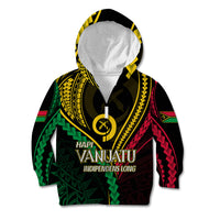 Personalised Vanuatu Kid Hoodie 43rd Hapi Indipendens Long LT7 Zip Hoodie Black - Polynesian Pride