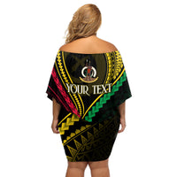 Personalised Vanuatu Off Shoulder Short Dress 44th Hapi Indipendens Long LT7 - Polynesian Pride