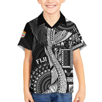 Fiji Rugby Personalised Bula Masi Family Matching Long Sleeve Bodycon Dress and Hawaiian Shirt Fish Tail Kaivity Cibi - Black LT7 Son's Shirt Black - Polynesian Pride