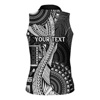 Fiji Rugby Personalised Bula Masi Women Sleeveless Polo Shirt Fish Tail Kaivity Cibi - Black