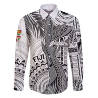 Fiji Rugby Personalised Bula Masi Family Matching Long Sleeve Bodycon Dress and Hawaiian Shirt Fish Tail Kaivity Cibi - White LT7 Dad's Shirt - Long Sleeve White - Polynesian Pride