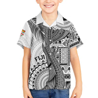 Fiji Rugby Personalised Bula Masi Family Matching Off Shoulder Short Dress and Hawaiian Shirt Fish Tail Kaivity Cibi - White