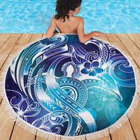 Aloha Hawaii Turtle Beach Blanket Teal Purple Ribbon - Polynesian Pride