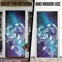 Aloha Hawaii Turtle Door Cover Teal Purple Ribbon - Polynesian Pride