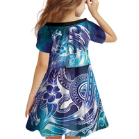 Aloha Hawaii Turtle Family Matching Puletasi and Hawaiian Shirt Teal Purple Ribbon - Polynesian Pride
