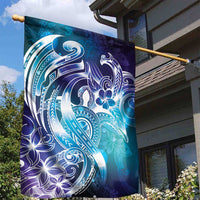 Aloha Hawaii Turtle Garden Flag Teal Purple Ribbon - Polynesian Pride