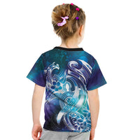 Aloha Hawaii Turtle Kid T Shirt Teal Purple Ribbon - Polynesian Pride
