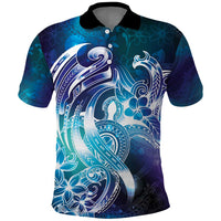 Aloha Hawaii Turtle Polo Shirt Teal Purple Ribbon - Polynesian Pride