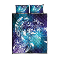 Aloha Hawaii Turtle Quilt Bed Set Teal Purple Ribbon - Polynesian Pride