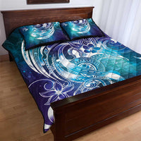 Aloha Hawaii Turtle Quilt Bed Set Teal Purple Ribbon - Polynesian Pride