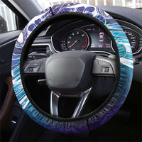 Aloha Hawaii Turtle Steering Wheel Cover Teal Purple Ribbon - Polynesian Pride