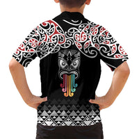 Kia Kaha Te Reo Maori Family Matching Off Shoulder Maxi Dress and Hawaiian Shirt 50 Years Mo Ake Tonu Te Reo LT7 - Polynesian Pride