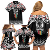 Kia Kaha Te Reo Maori Family Matching Off Shoulder Short Dress and Hawaiian Shirt 50 Years Mo Ake Tonu Te Reo LT7 - Polynesian Pride