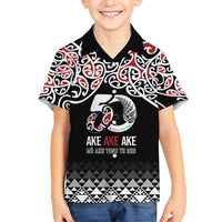 Kia Kaha Te Reo Maori Family Matching Short Sleeve Bodycon Dress and Hawaiian Shirt 50 Years Mo Ake Tonu Te Reo LT7 Son's Shirt Black - Polynesian Pride