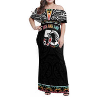 50 Years Kia Kaha Te Reo Maori Family Matching Off Shoulder Maxi Dress and Hawaiian Shirt Ake Ake Ake! - Polynesian Pride