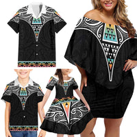 50 Years Kia Kaha Te Reo Maori Family Matching Off Shoulder Short Dress and Hawaiian Shirt Ake Ake Ake! - Polynesian Pride