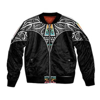 50 Years Kia Kaha Te Reo Maori Sleeve Zip Bomber Jacket Ake Ake Ake! - Polynesian Pride