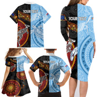 personalised-fiji-and-australia-family-matching-long-sleeve-bodycon-dress-and-hawaiian-shirt-masi-patterns-mix-aboriginal-art