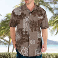 Vintage Hawaii Hawaiian Shirt Hibiscus Mix Hawaiian Quilt Patches - Brown LT7 - Polynesian Pride