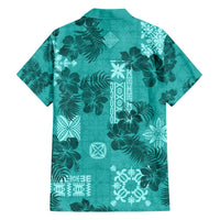 Vintage Hawaii Hawaiian Shirt Hibiscus Mix Hawaiian Quilt Patches - Teal LT7 - Polynesian Pride