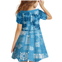 Hawaii Tapa Family Matching Mermaid Dress and Hawaiian Shirt Hibiscus Mix Hawaiian Quilt Patches - Blue LT7 - Polynesian Pride