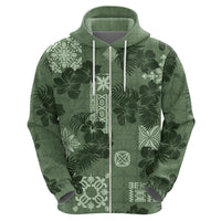 Hawaii Tapa Hoodie Hibiscus Mix Hawaiian Quilt Patches - Sage Green LT7 - Polynesian Pride
